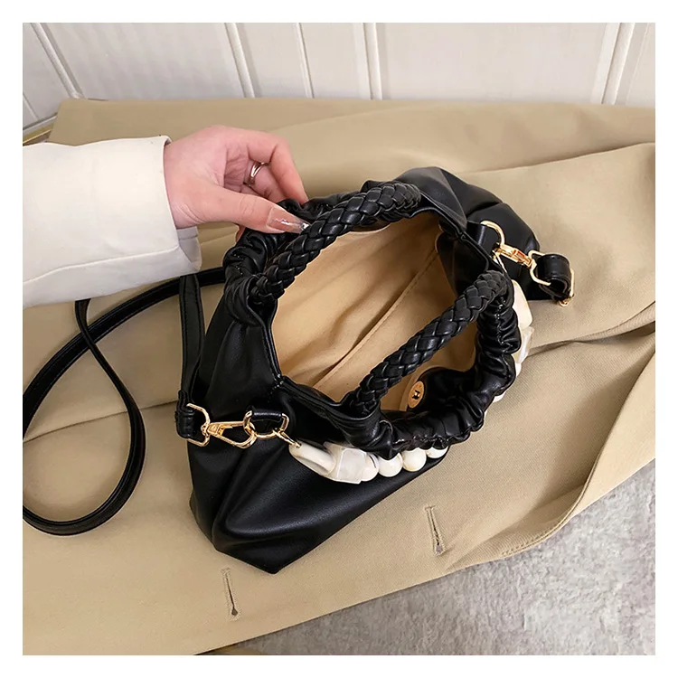 Solid Color Pleated Tote Bag 2022 Fashion New High-quality Soft Leather Women's Designer Handbag Travel Shoulder Bags Armpit Bag