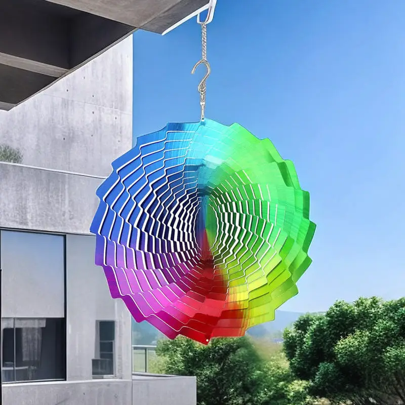 

Rainbow Wind Spinner Outdoor Garden Hanging Ornaments Metal Sculpture Kinetic Yard Tunnel Chimes Spinners Home Decoration Gifts
