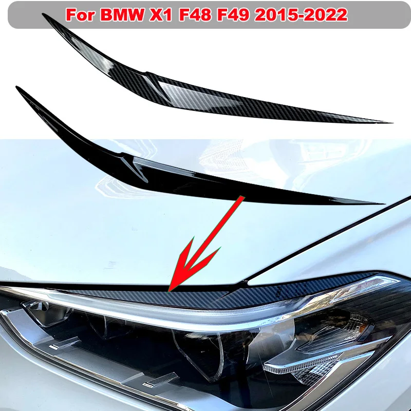 

Eye Lids Cover Sticker Trim Eyelid Front Headlight Eyebrows For BMW X1 F48 F49 2015-2022 ABS Plastic Body Kit Car Accessories
