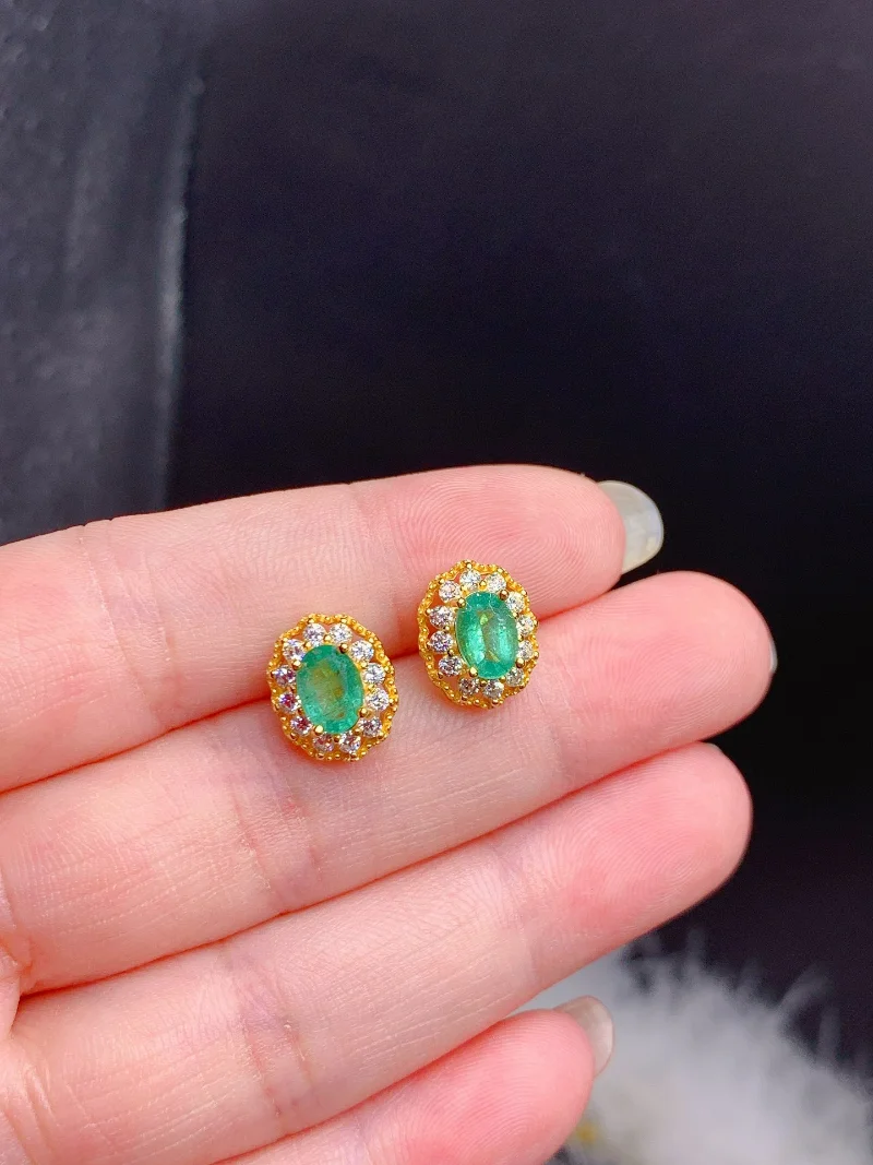 

СВЕРКАЮЩИЕ СЕРЕБРЯНЫЕ изумрудные серьги-гвоздики YULEM для офиса, женские яркие серьги из натурального изумруда, подарок на день рождения для женщины