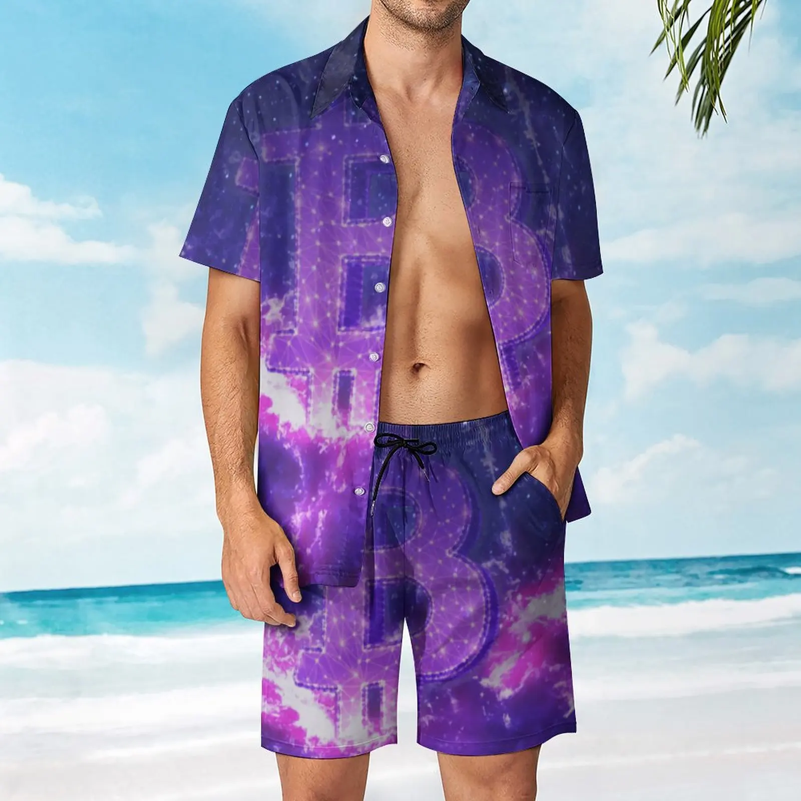 

2 Pieces Coordinates Galaxy Bitcoin Bitcoin High Grade Men's Beach Suit Cute Beach Eur Size