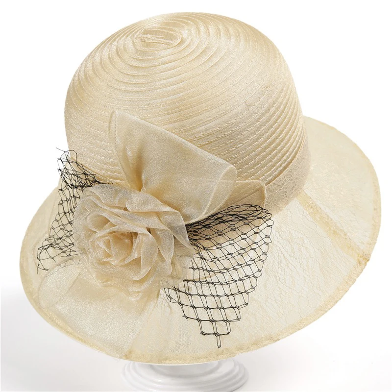 Bowknot-Organza Kentucky-Derby Sun-Hat for Women Bowler 