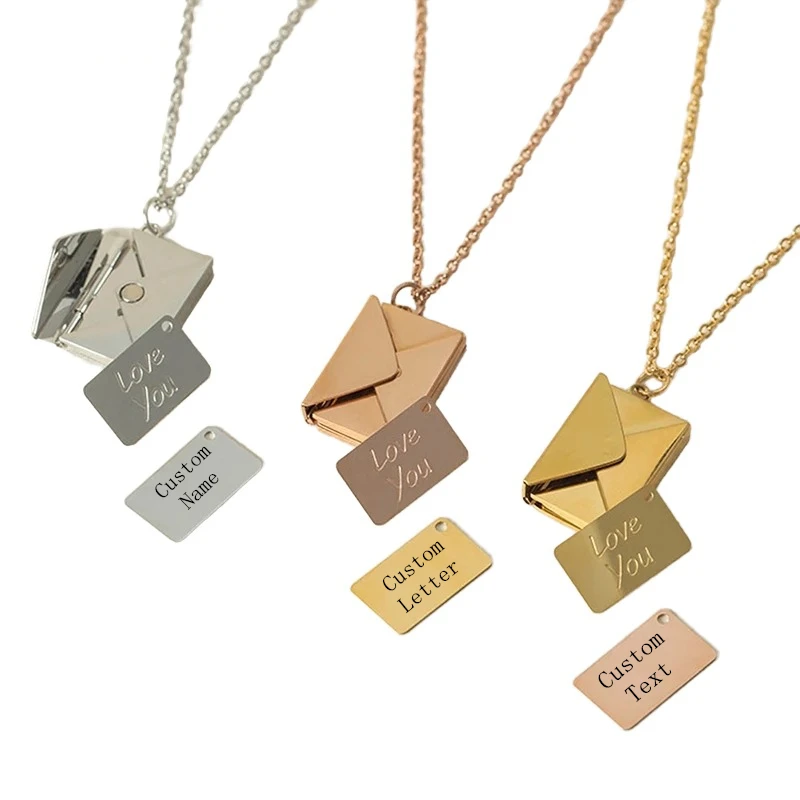 

European and American fashion couples envelope necklace personalized lettering love letter clavicle chain pendant wedding gift