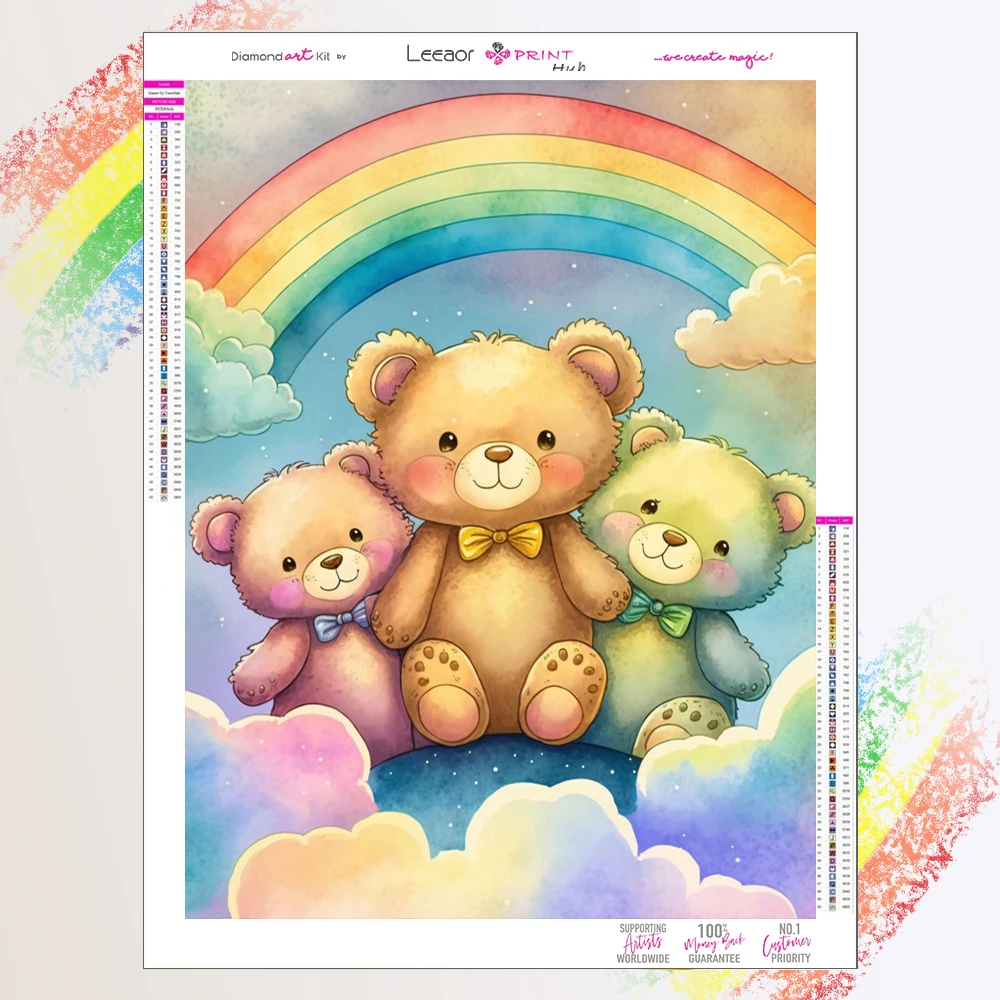

5d Diamond Painting Rainbow Bear Full Diamond Mosaic Embroidery Cross Stitch Kits Diamond Art Home Decoration Children's Diy Kit