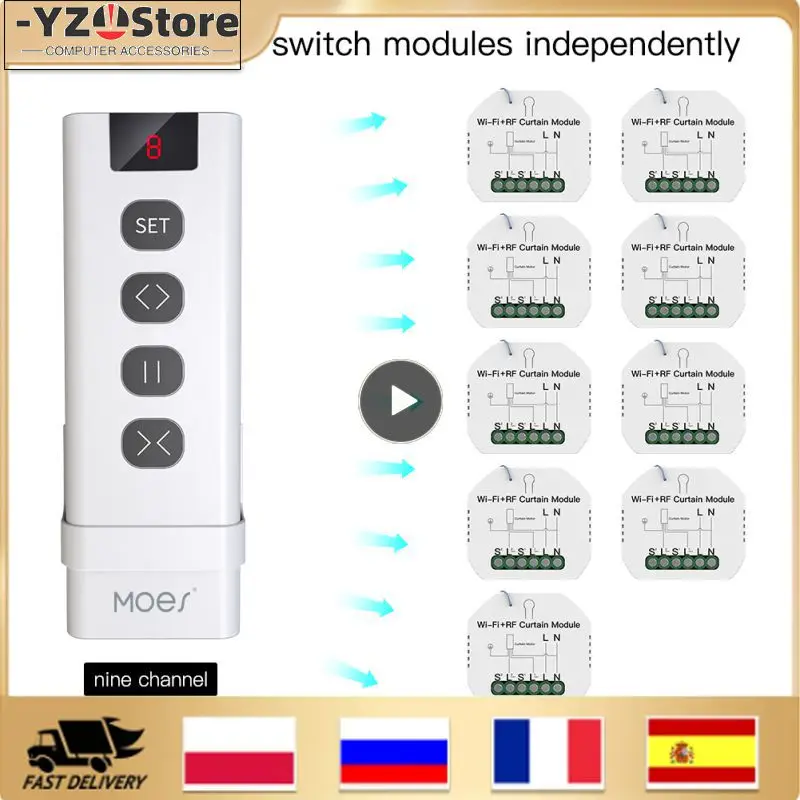 

Wi-Fi RF433 Smart 2.5D дуговое стекло, сенсорный выключатель для роликовых жалюзи, жалюзи Smart Life/Tuya, приложение работает с Alexa Home