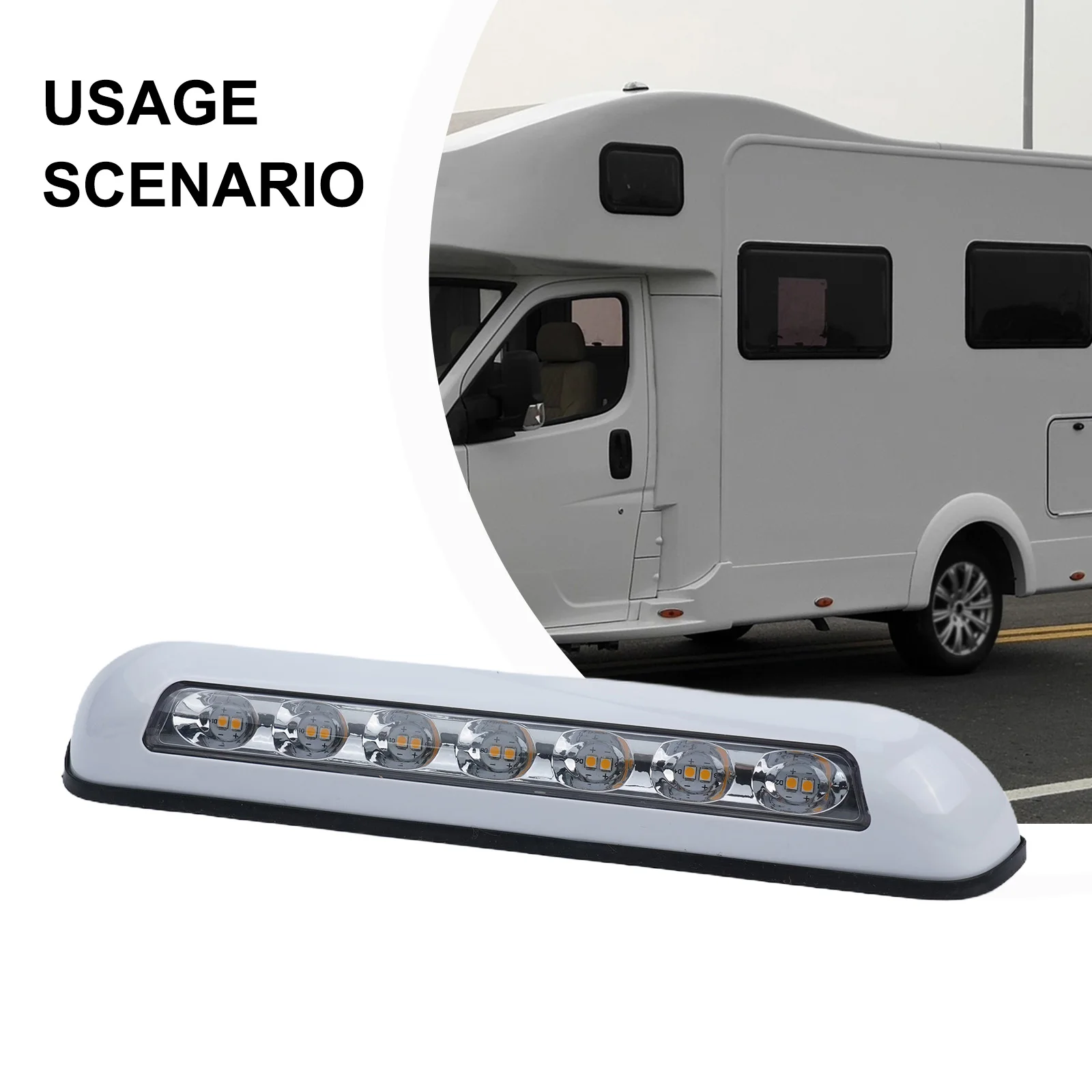 브랜드 뉴 RV 조명 12V 268*39MM 8W ABS 어닝 포치 라이트 외부 LED 램프 비즈 RV LED RV LED 라이트 화이트