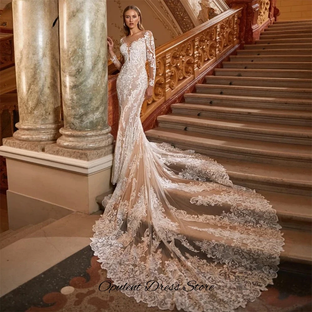 Customized Exquisite Appliques Wedding Dress Elegant Long Sleeves Sweetheart Bridal Gowns Temperament Mermaid Vestido De Novia