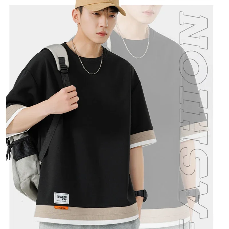 ل 150 كجم 7XL 8XL تي شيرت الرجال قطرة الكتف الصيف...