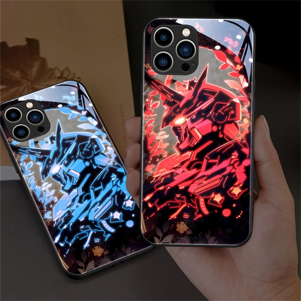 

Super Armor Design Smart LED Light Glow Tempered Glass Phone Case For XiaoMi 13 12 11 Pro Ultra RedMi K60 K50 Poco F3