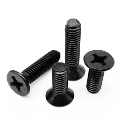 Black Carbon Steel Cross Recessed Phillips Flat Countersunk Head Screws - 50/100/200pcs Pack - 100pcs M2x14mm
