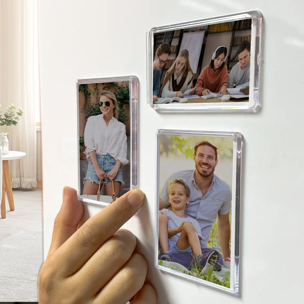 Magnetic Photo Holders Transparent Magnet Photoes Holders Acrylic Refrigerator Magnetic Display Holder Home Pictures Organizer DIY Decorative Products