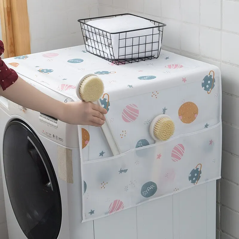 Keep Your Refrigerator Washing Machine Clean Dust-Free Dust Cover With Pockets 1Pc