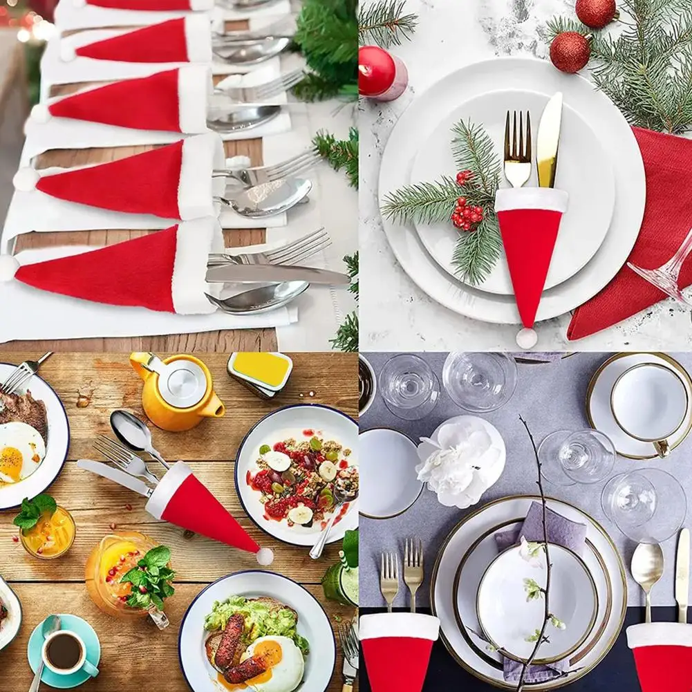 

10pcs Christmas Cutlery Holder Bags Christmas Decoration Holder Knife Home Bag Ornament Bag Fork Cutlery Decor Tableware Ki R9Y2