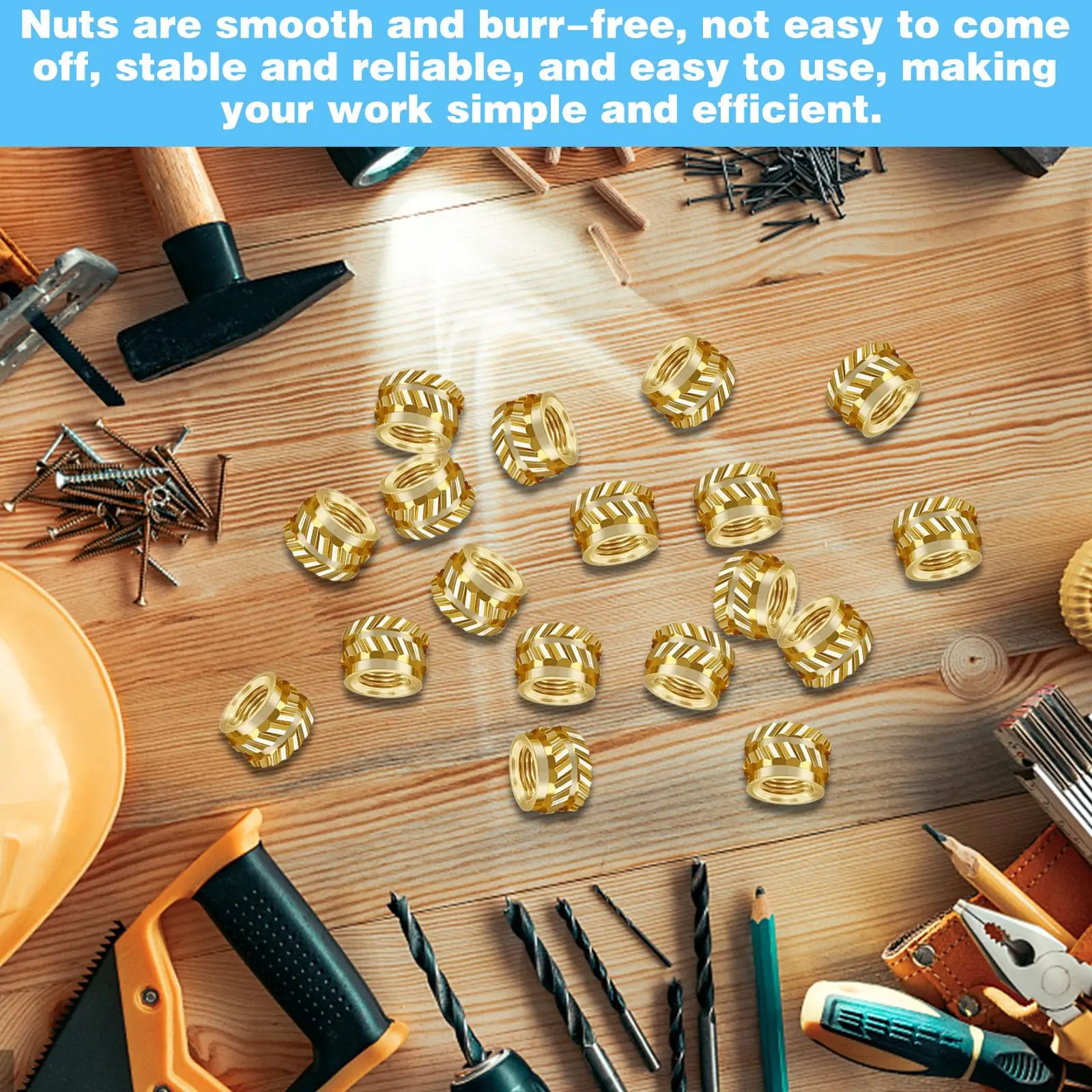 Description Picture 2 of itemInsert Nuts M6 50pcs Brass Hot Melt Heating Molding Copper Thread Inserts Double Twill Knurled Injection 3Dprinter Components