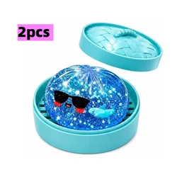 Shark Dumplings Squishy Toy with Steamer and Pectin Fill Stars (2pcs)