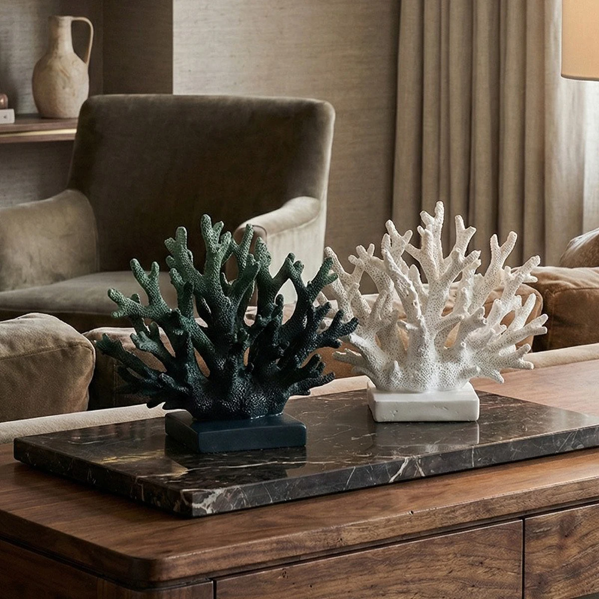 Nautical Decor Accent: Artificial Coral Resin Sculpture