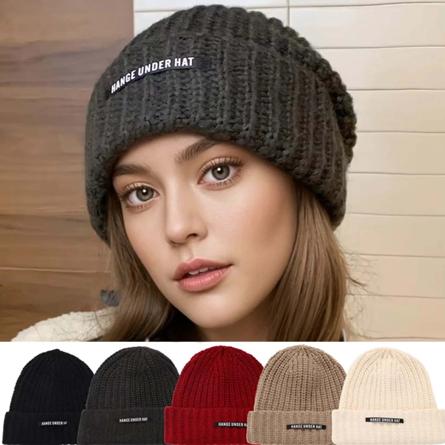 New Style Slouchy Beanie Hats Winter Warm Cap Y2K Cap Beanies For Women Solid Color Winter Cap Knitted Girl Hats Gift