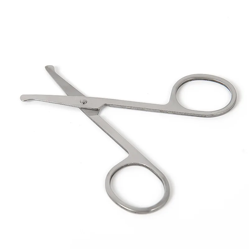 Stainless steel eyebrow scissors, tweezers with rounded tips to prevent pricking, nose hair trimmer
