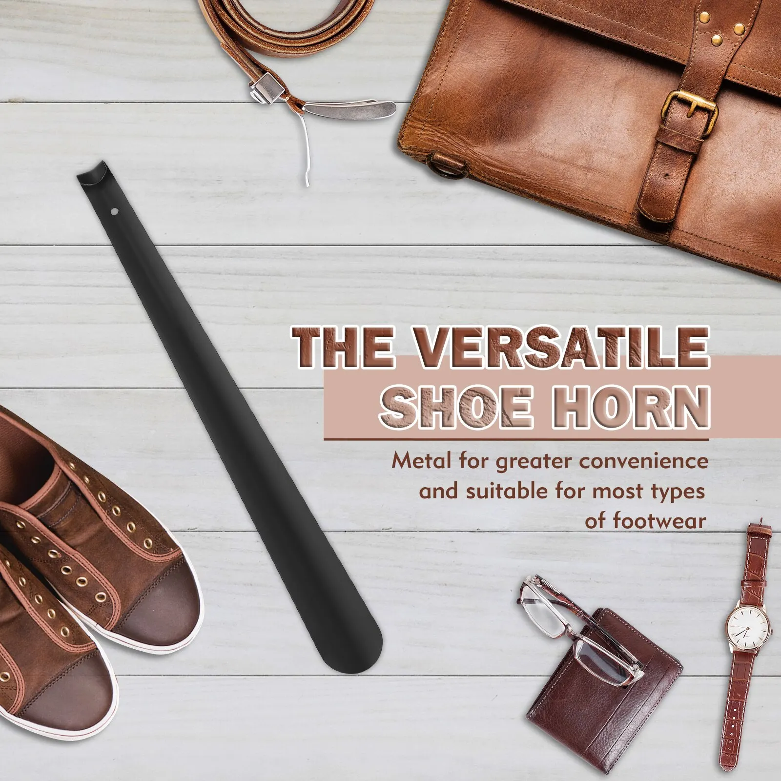 Shoe Horn 16.5"Metal Shoe Horns Long Handled Shoes Lifter Shoehorn Hook Shoe Spoon Horns Aid Tool Accessories Helper