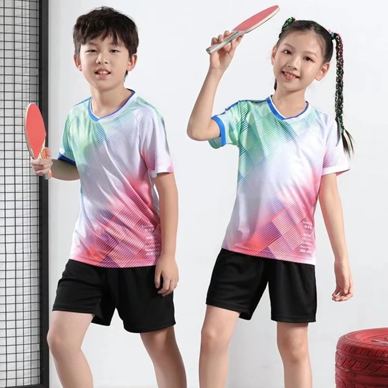 Women Men Tennis Shirts Shorts Child Badminton Uniform Table Tennis Set Short Sleeve Training Suit Kids Quick Dry Sportswear