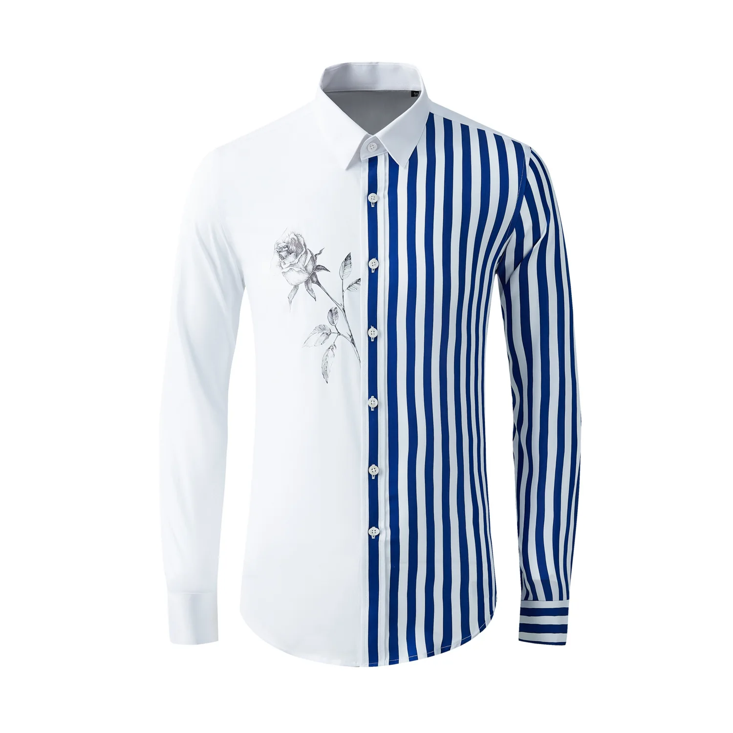 

High Quality Luxury Jewelry Mens Hawaiian Shirts Fashion Summer Stripe Print Sleeve Clothing Loose Shirt For Malegood