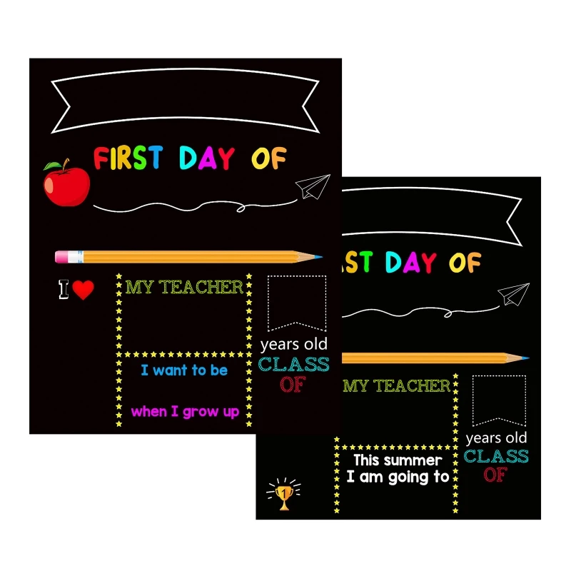 First & Last Days of School Chalkboard 12x10 inch Double Sided Reusable Back to Board