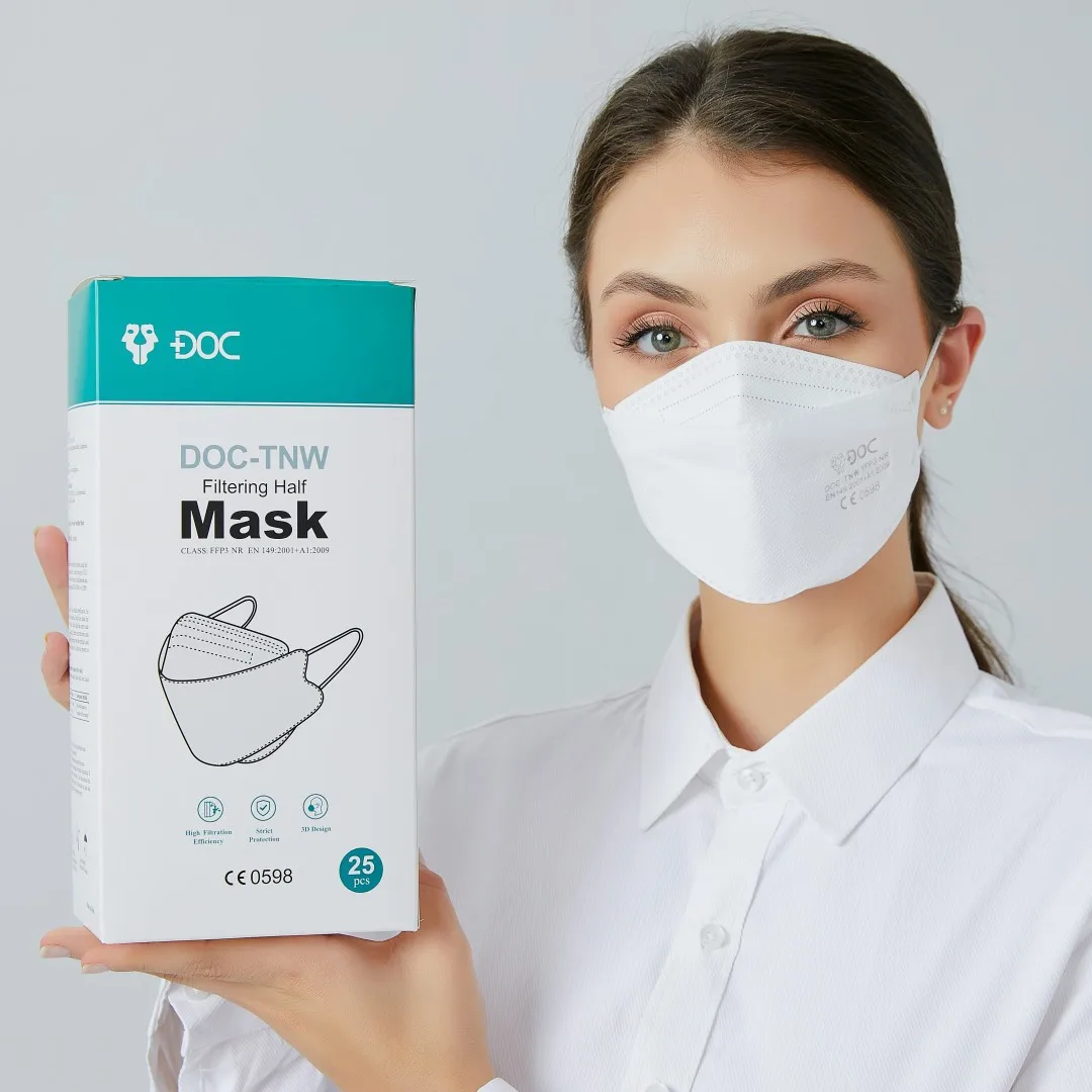10-100PCS FFP3 Fish Mask Face Respirator No Valve Individually Wrapped with Plastic Strip 99% Multi-layer Filtering Adjust Hook