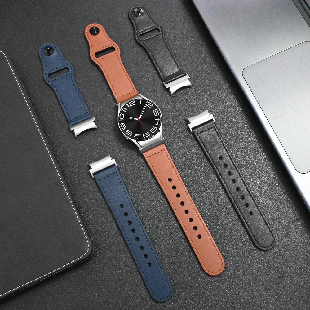 

Quick Fit Leather Band for Samsung Galaxy Watch 6/5/4 40 44mm 6/4 Classic 47mm 43mm 42 46mm Watch 5Pro 45mm No Gaps Luxury Strap