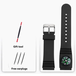 Outdoor Silicone Watch Strap for Men - 22mm, Universal Fit, Durable Style (Black - silver buckle)