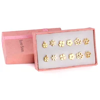 Stainless Steel 6Pairs/Box Cubic Zircon Earrings For Women Girls Teen Simple Daily Piercing Stud Earrings Set Birthday Gifts 2