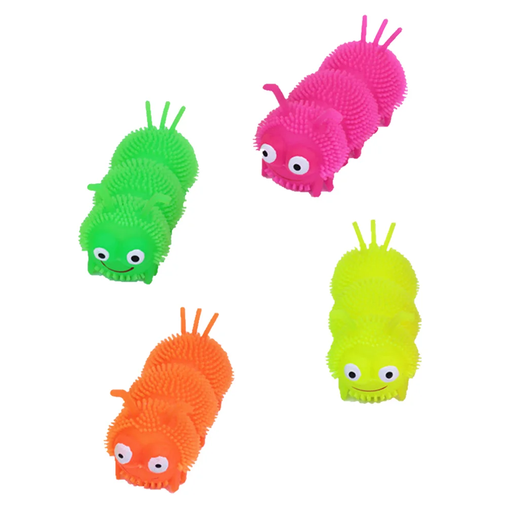 

4 Pcs Modeling Glowing Caterpillar Child Childrens Toys Kids Stretchy Caterpillars Soft Rubber Squeezing