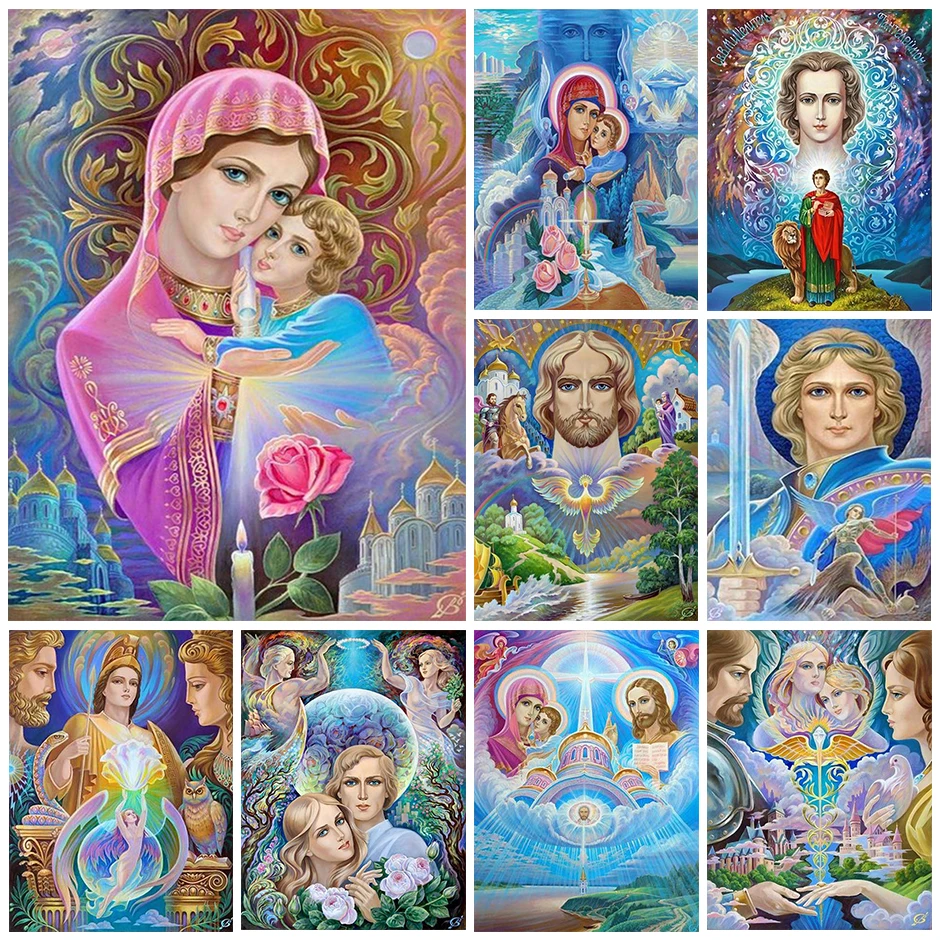 

Diy Diamond Painting Religion Full Square 5D Diamond Embroidery Virgin Mary Icon Cross Stitch Kit Mosaic Portrait Picture Art