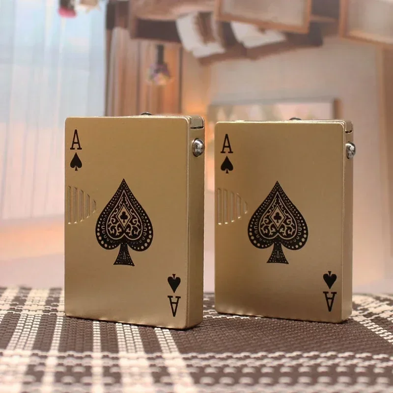 Butane Gas Lighter Turbo Novelty Metal Playing Cards Jet Poker Creative Windproof Outdoor Lighter