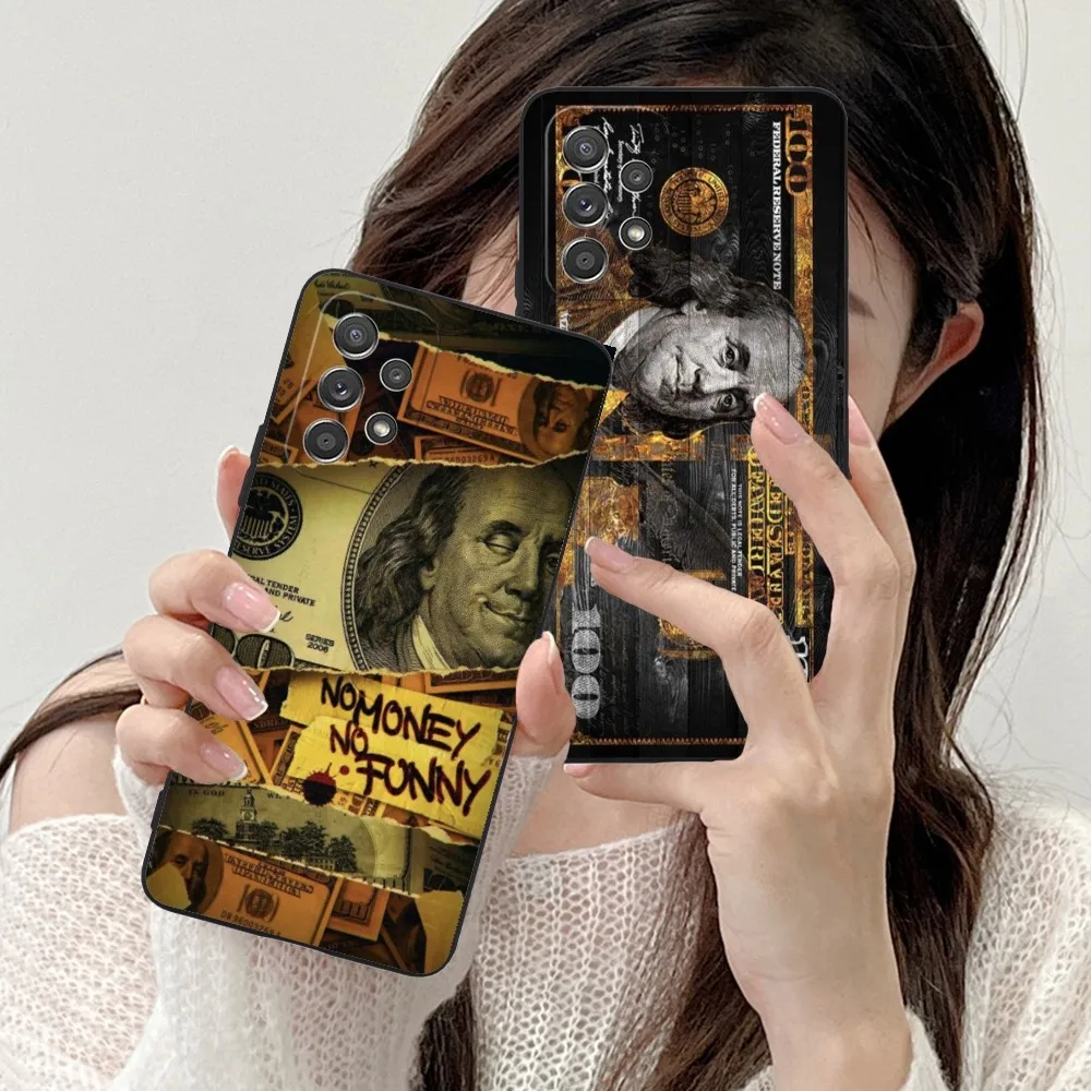 Usa Dollars Mobile Cell Phone Case For Samsung Galaxy A91 70 54 53 52 34 24 21 Note 20 10 M54 Plus Ultra 5G Black Cover Funda