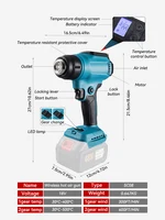 18V Heat Gun Shrink Wrapping Tool Hot Air Gun Air Dryer Soldering Thermal Blower with LED display, Tool only, No battery 2