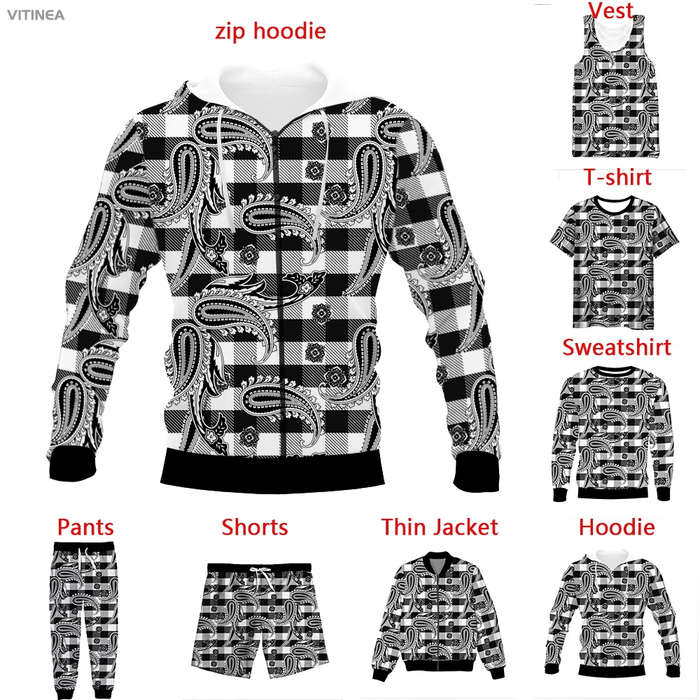 

Vitinea New 3D Print Floral Pattern Paisley Ornament T-shirt/Sweatshirt/Zip Hoodies/Thin Jacket/Pants Four Seasons Casual A2432