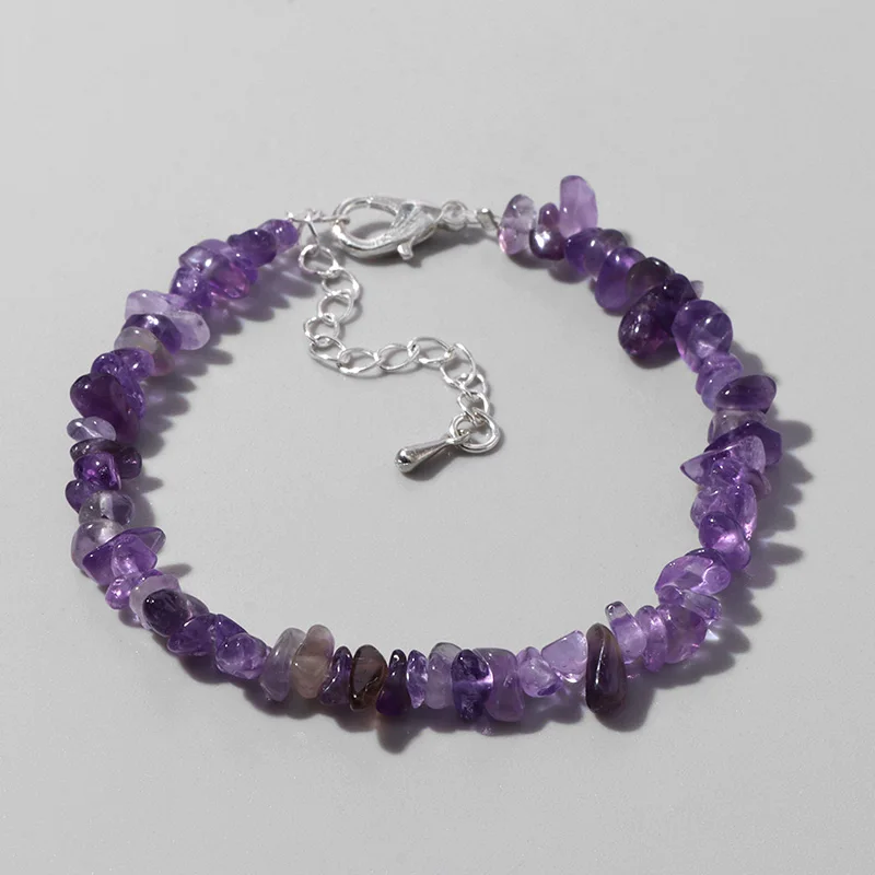 Feine Natur Stein Armband Unregelmäßigen Amethysten Aquamarin Kies Quarz Armbänder Kristall Chip Perlen Armband Frauen Männer Schmuck