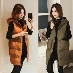 2023 New Winter Sleeveless Tank Top Women Down Jacket Puffer Parkas Hooded Padded Vests Loose Fit Female Fashion Casual Outwear