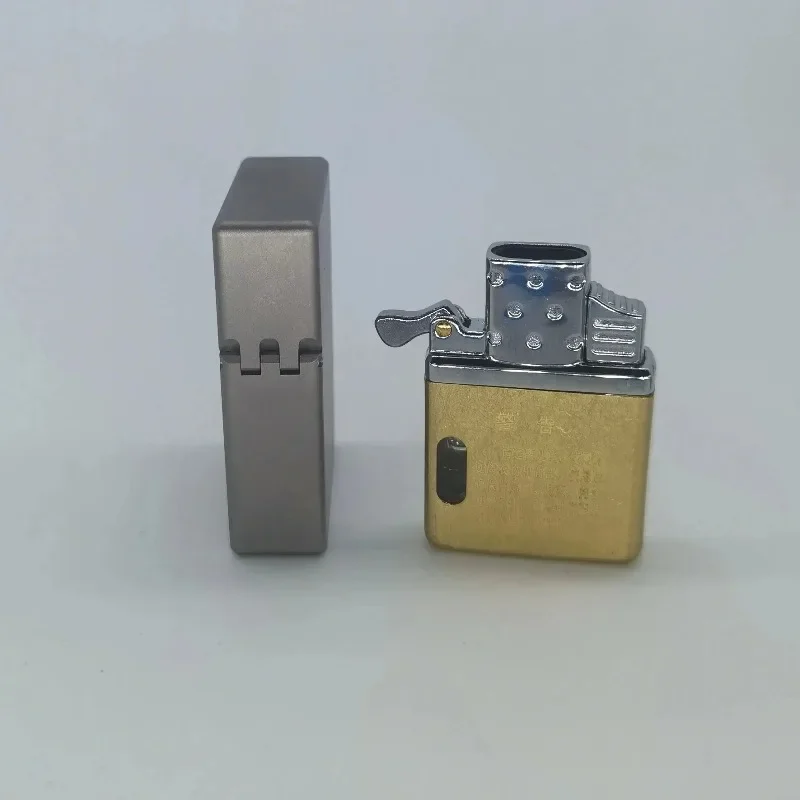 Titanium Shell Windproof and Waterproof Lighter with Brass Insert - Durable Gift