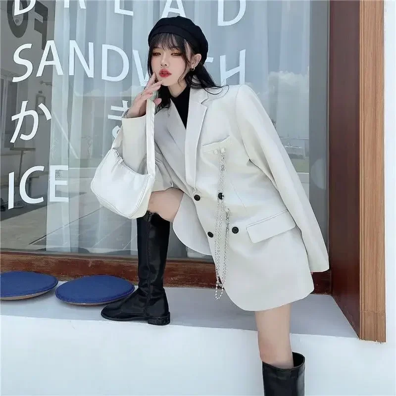 

Women's Blazers White Outerwear Clothing Loose Black Over Long Female Coats and Jackets Jacket Dress Outdoor Deals New in Spring