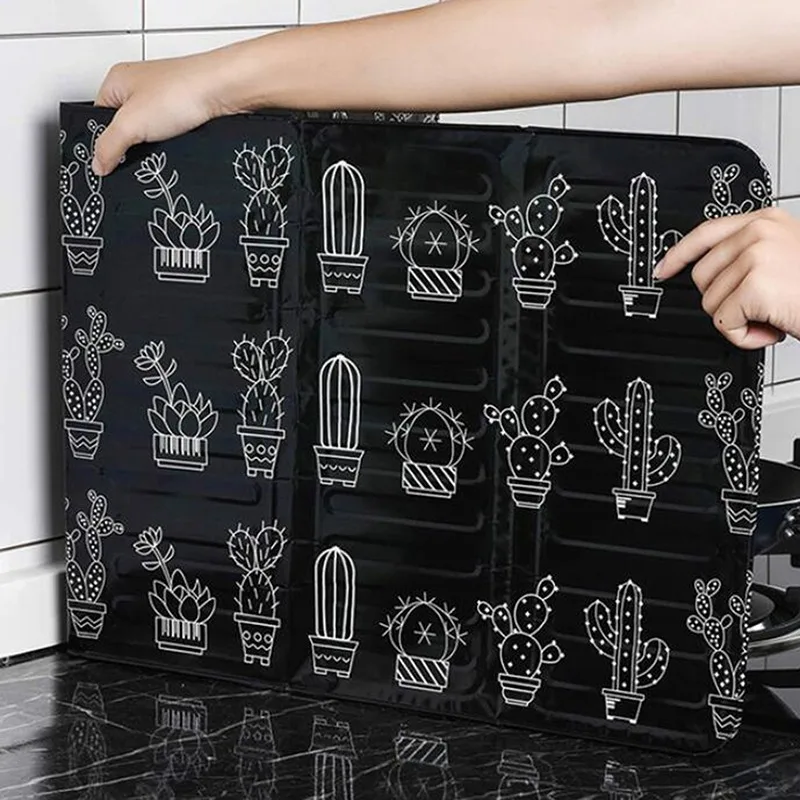 Kitchen Splash Guard Aluminum Foil Foldable Kitchen Gas Stove Baffle Plate