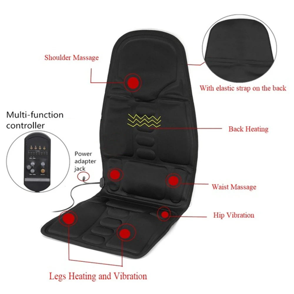 Car Electric Massage Chair Pad Heating Vibrating Back Massager Chair Cushion Home Office Lumbar Pain Relief With Remote Controls Car Seat Cushion Car Cushion Lumbar Back Cushion Car Back Cushion