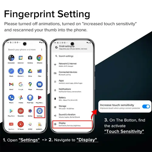Fingerprint Unlock Glass for Pixel 9 Pro 10 8A 9A 10A 7A 8 Pro Screen Protector Pixel 9 Pro XL Tempered Glass for Google Pixel 9 - Image 3