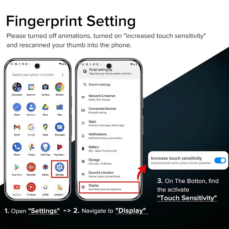 Fingerprint Unlock Glass for Pixel 9 Pro 10 8A 9A 10A 7A 8 Pro Screen Protector Pixel 9 Pro XL Tempered Glass for Google Pixel 9 - Image 3