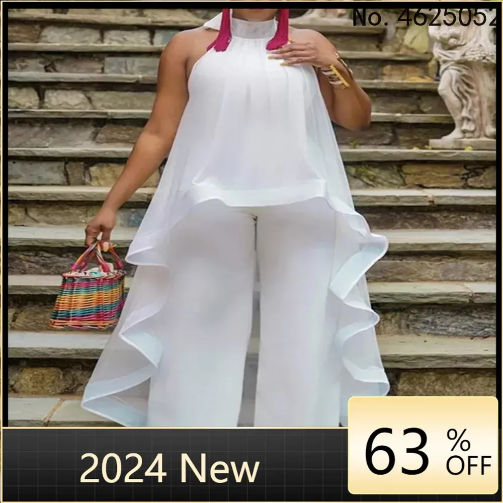 

Women African Clothes 2 Piece Set New Fashion Summer Chiffon Tops + Pants Trousers Suits dress Africa Party Dresses for Lady