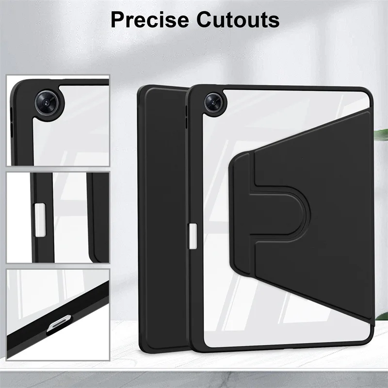 Rotating Tablet Case with Pencil Holder and Acrylic Back