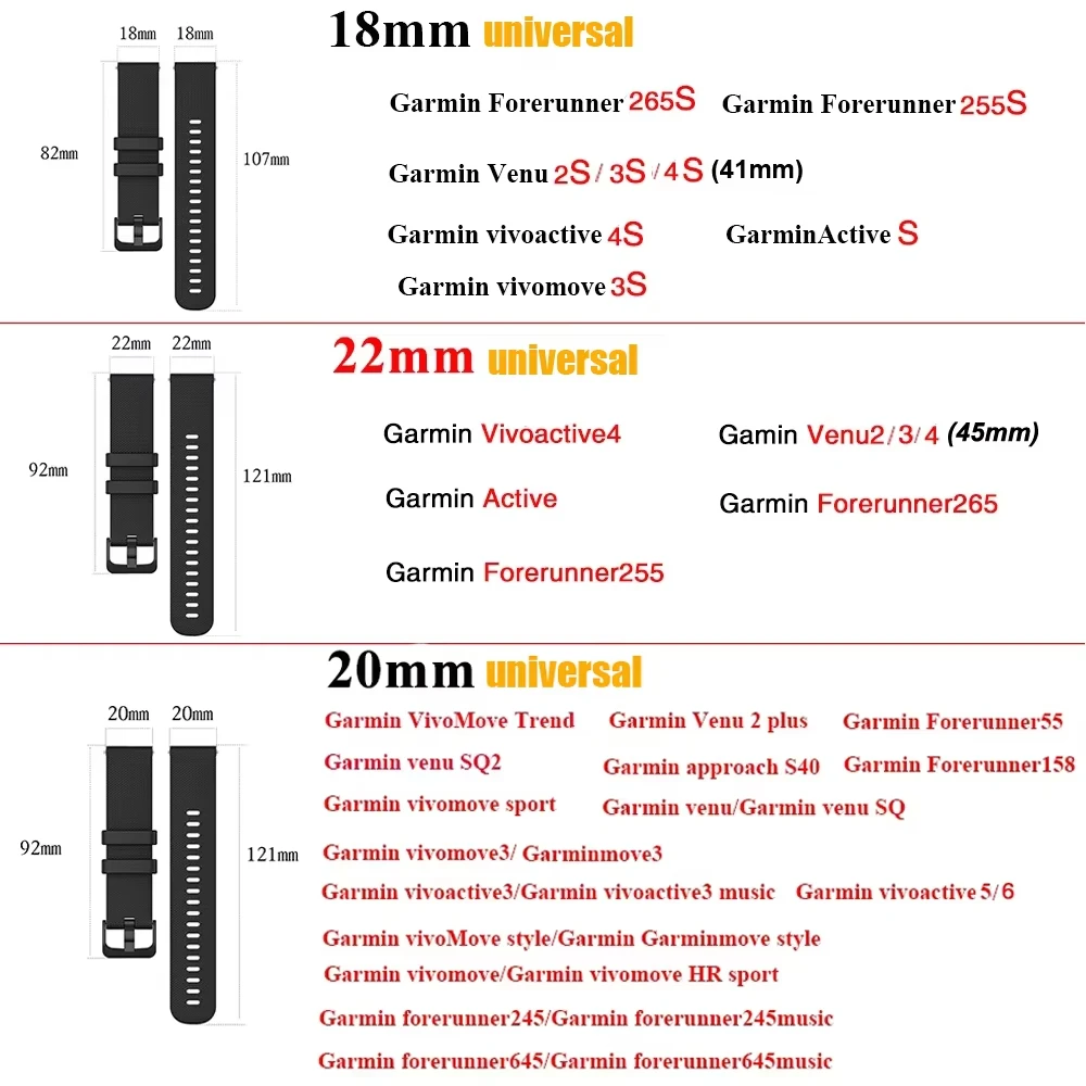 Premium Silicone Replacement Bands - 22mm Strap