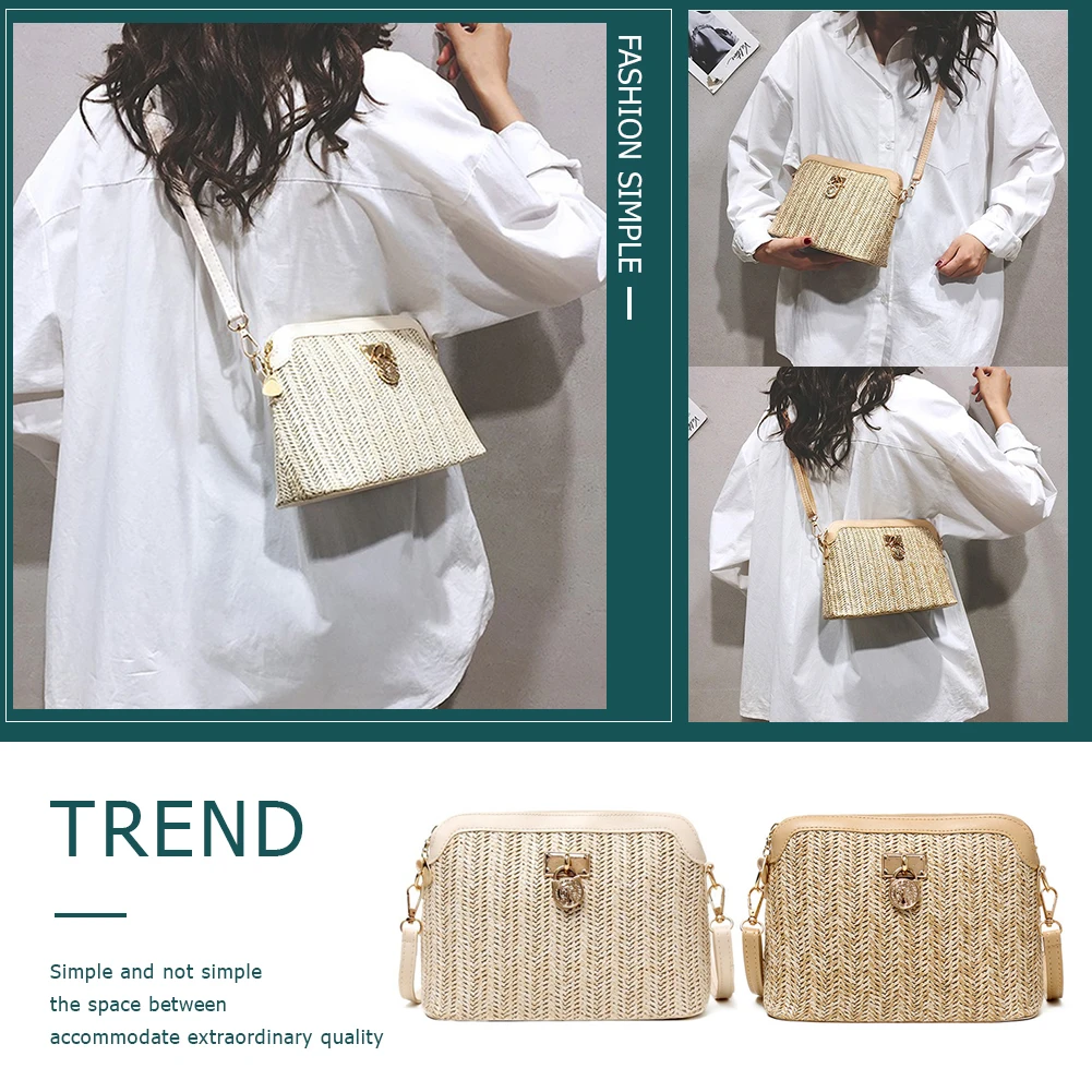 Straw Woven Messenger Bag Summer Beach Handbag