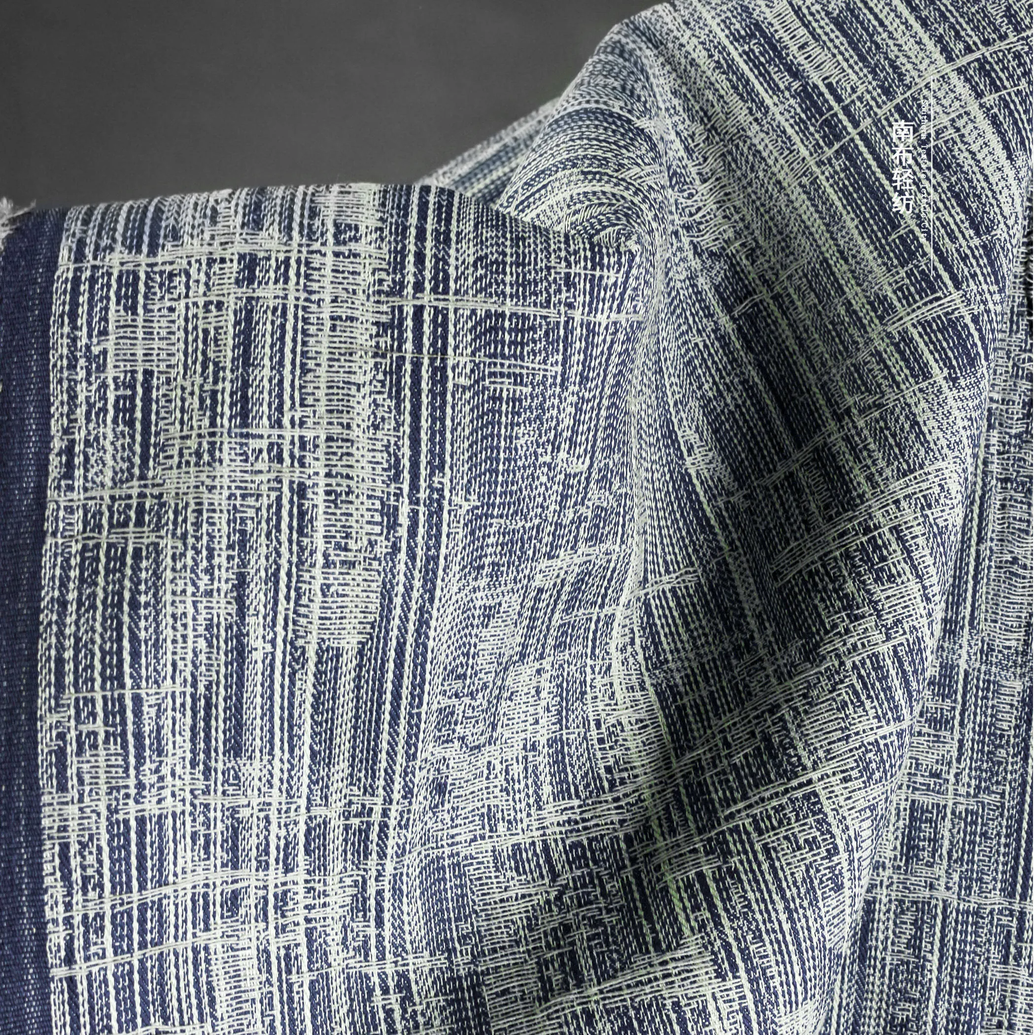 Bamboo Pattern Vintage Denim Horizontal and Vertical Line Three-Dimensional Cloth Washed Denim DIY Skirt Bag Clothing Fabric