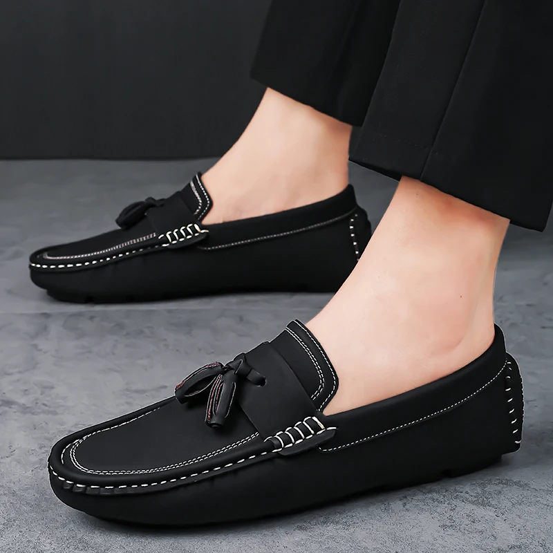 

Tassel Boat Shoes Breathable Mens Loafers Business Moccasins Casual Flats Comfy Leather Footwear Slip on Antiskid Driving Shoes
